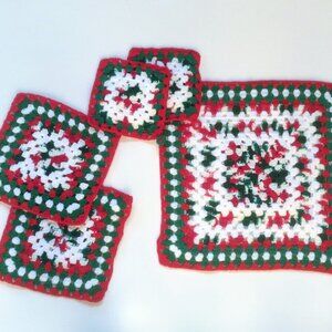 Handmade Crocheted Christmas Kitchen Set 5 Piece